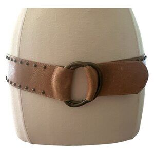Streets Ahead Belt Women Large Double D Ring Stud Italian Leather Buckle BOHO